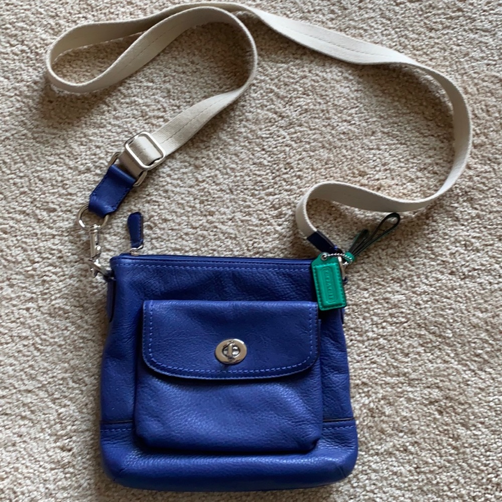 Coach purse, leather with canvas straps